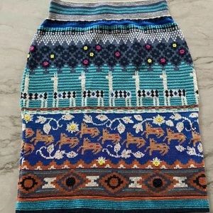 HWR Monogram Anthropologie wool alpaca skirt S